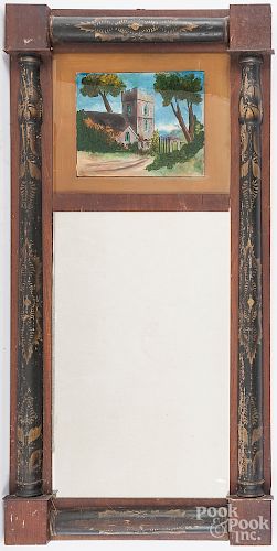 Sheraton mahogany and stencil decorated mirror