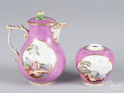 Meissen porcelain teapot and jar