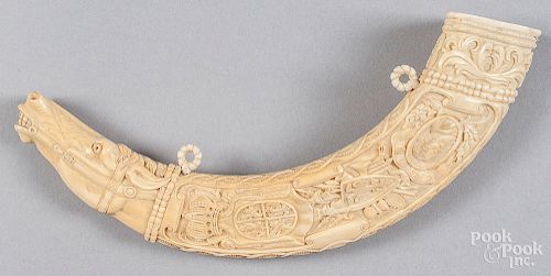 Polish carved ivory horn