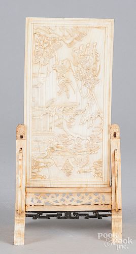 Chinese carved ivory table screen
