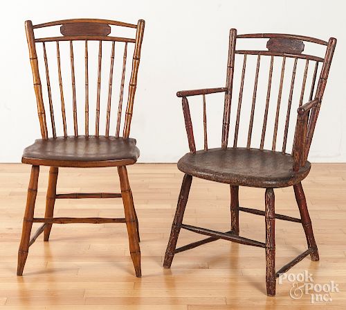 Assembled set of four butterfly Windsor chairs