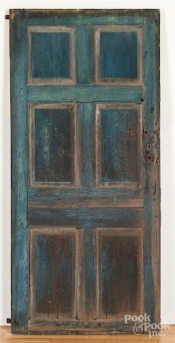 Early raised panel door with long strapped hinges