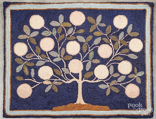 Contemporary tree hooked rug