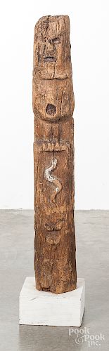 Pennsylvania carved pine spirit pole