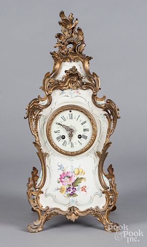 Ormolu mounted porcelain mantel clock