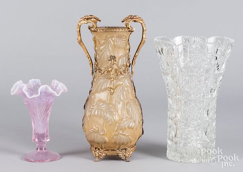 Ormolu mounted art glass vase