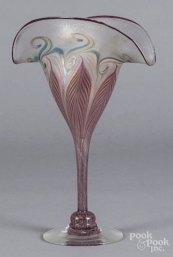 Vandermark art glass fan vase
