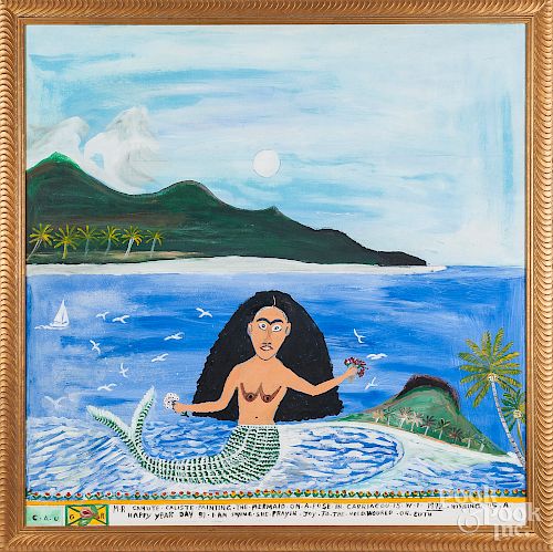 Canute Caliste oil on canvas of a mermaid