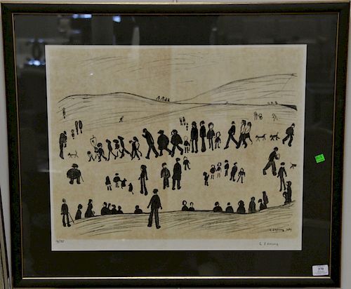 Laurence Stephen Lowry (1887-1976), lithograph, "Sunday Afternoon", pencil signed lower right: LS Lowry, numbered lower left: 14/75,...