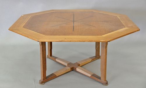 Wormley Dunbar octagonal game table, Janus Collection, Edward Wormley Designer, #5720. ht. 25in. top: 53 1/2" x 53 1/2"