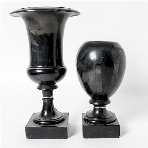 * Two Italian Slate or Marble Urns Height of tallest 9 1/8 inches.