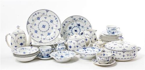 * An Assembled Partial Blue Denmark Dinnerware Set Diameter of dinner plates 10 inches.