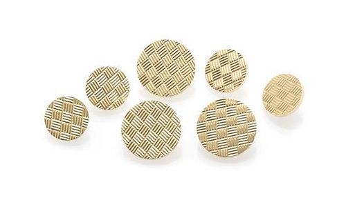 * A Collection of 14 Karat Yellow Gold Buttons, 26.40 dwts.