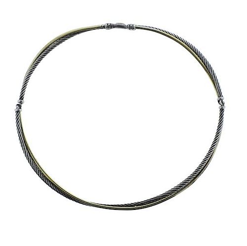 David Yurman 18K Gold Silver Cable Choker Necklace