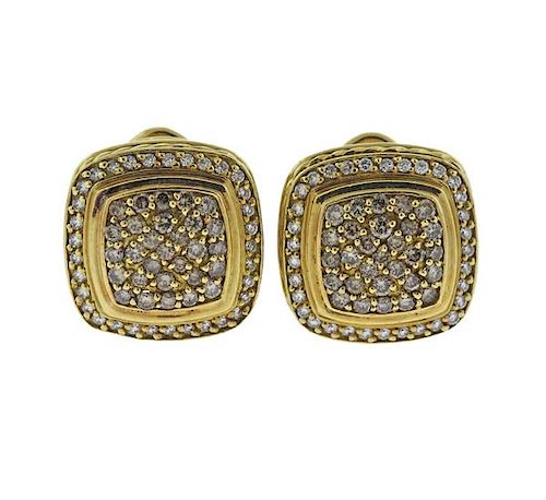 David Yurman 18k Gold Diamond Albion Earrings 