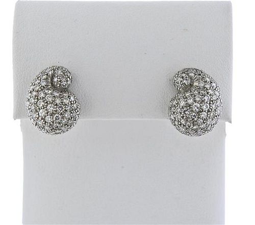 Angela Cummings Platinum Diamond Paisley Earrings