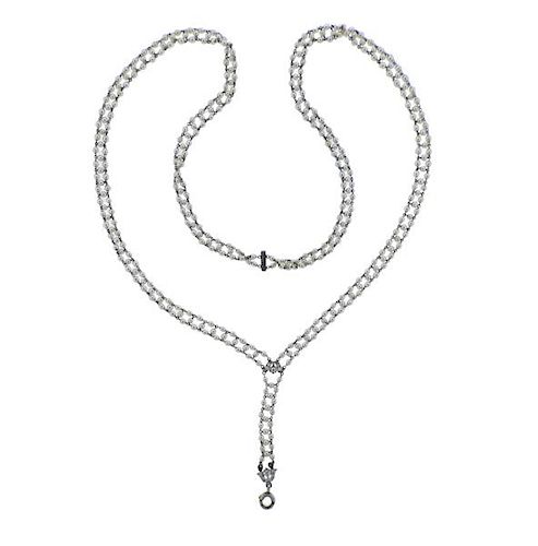 Tiffany &amp; Co Platinum Diamond Pearl Necklace 