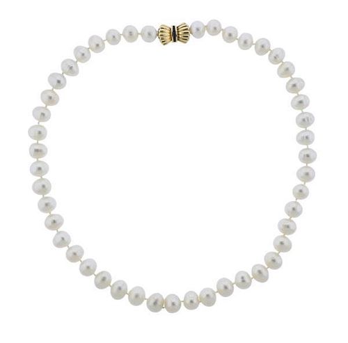 14K Gold Pearl Sapphire Necklace