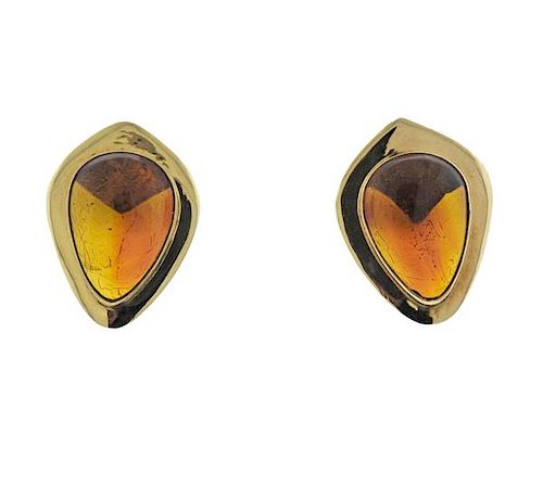 14k Gold Amber Earrings