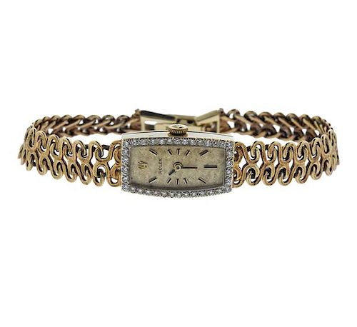 Vintage Rolex 14k Gold Diamond Lady&#39;s Watch 
