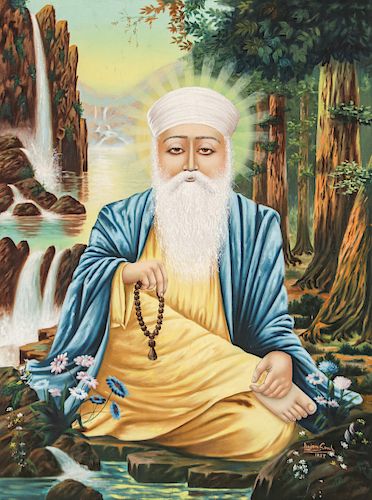 Portrait of the First Sikh Guru Nanak Ji, 1937