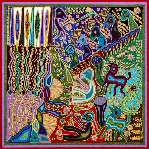 Jose Benitez Sanchez (Mexico, b. 1938) Huichol Thread Painting