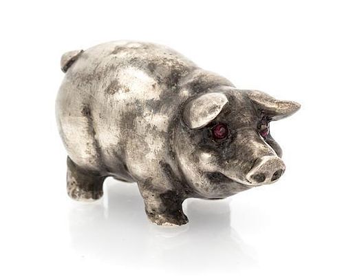 * A Silver Pig Figurine, Russian, 77.40 dwts.