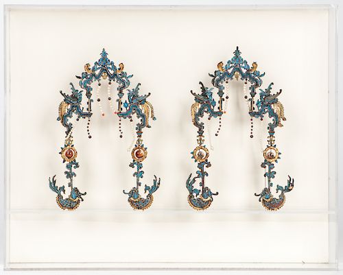 Pair of Chinese Kingfisher Headdresses, Qing D