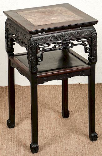 Antique Chinese Hardwood Marble Top Table