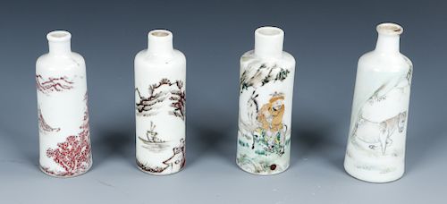 4 Antique Chinese Painted Porcelain Snuff Bottles