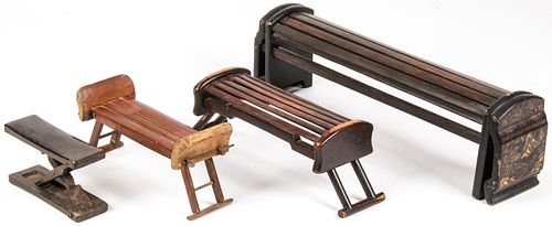 4 Antique Japanese Wooden Headrests