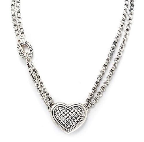 A Sterling Silver and Diamond Heart Motif Necklace, Scott Kay, 54.20 dwts.