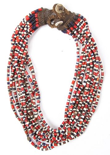 Antique Konyak Naga Multicolor Glass Trade Bead Necklace, India