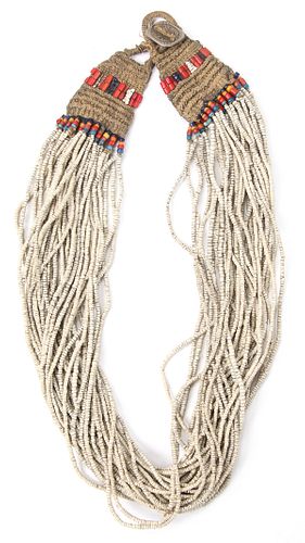 Konyak Naga White Glass Trade Bead Necklace, Early 20th C., India
