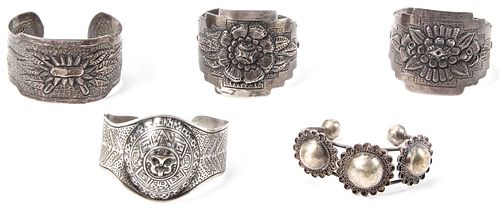 5 Silver Cuff Bracelets