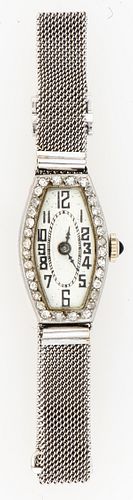 Ladies White Gold Art Deco Diamond Watch