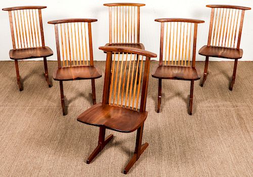 George Nakashima (1905-1990) Set of 6 Conoid Chairs