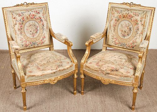 Pair of Antique Louis XVI Style Armchairs
