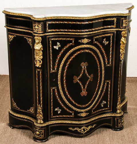 Antique French Louis-Phillipe Ebonized Cabinet