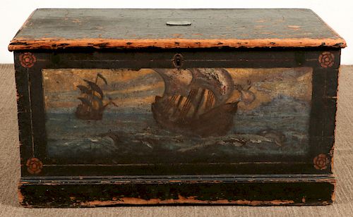 Antique 19th c. British Painted Sea Chest