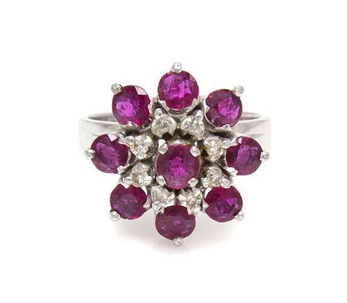 A White Gold, Ruby and Diamond Ring, 4.80 dwts.