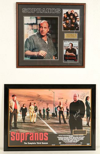2 Signed/Autographed Framed Sopranos Series Posters