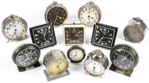 Collection of 12 Vintage Alarm Clocks