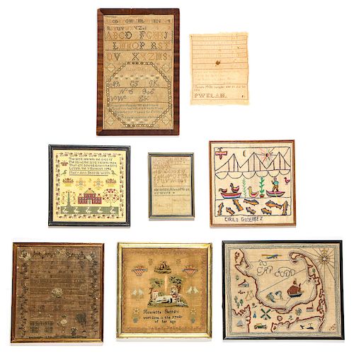 Estate Collection of 8 Antique American Samplers