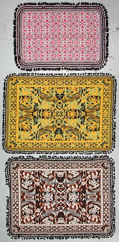 3 Antique Art Nouveau Style Double Side Textile Blankets or Spreads