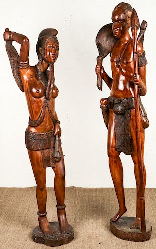 Life Size Sculptures of Masai Couple, East Africa