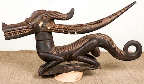 Large Carved Wood Chiwara/Antelope Headdress