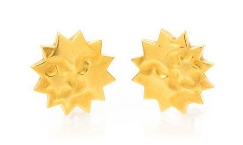 * A Pair of 18 Karat Yellow Gold Earclips, Angela Cummings, 9.40 dwts.