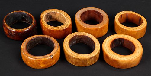 7 Assorted Flat-Sided Antique Bangles, Nigeria