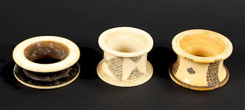 3 Assorted Antique African Rimmed Cuff Bangles